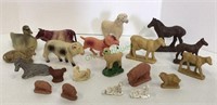 Collection of antique animal toy and sculpture