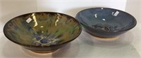 Lot of two hand made artist signed pottery bowls