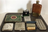 Vintage tobacco and spirits tray include a