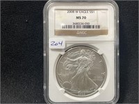 2008-W SILVER EAGLE - NGC: MS70