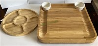 Smirly bamboo cheese board and serving tray set.
