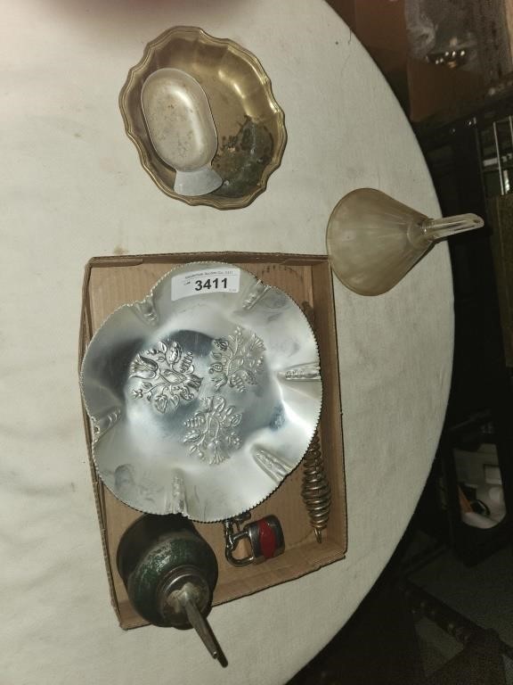Vintage Glass Funnel, Oil Can, & more