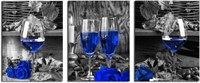 W423  Blue Rose Wine Kitchen Canvas Art - 12x16x3
