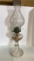 Vintage clear glass kerosene oil lamp 18 inches