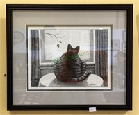 Fun cartoon fat cat print by BK Wilson. Frame