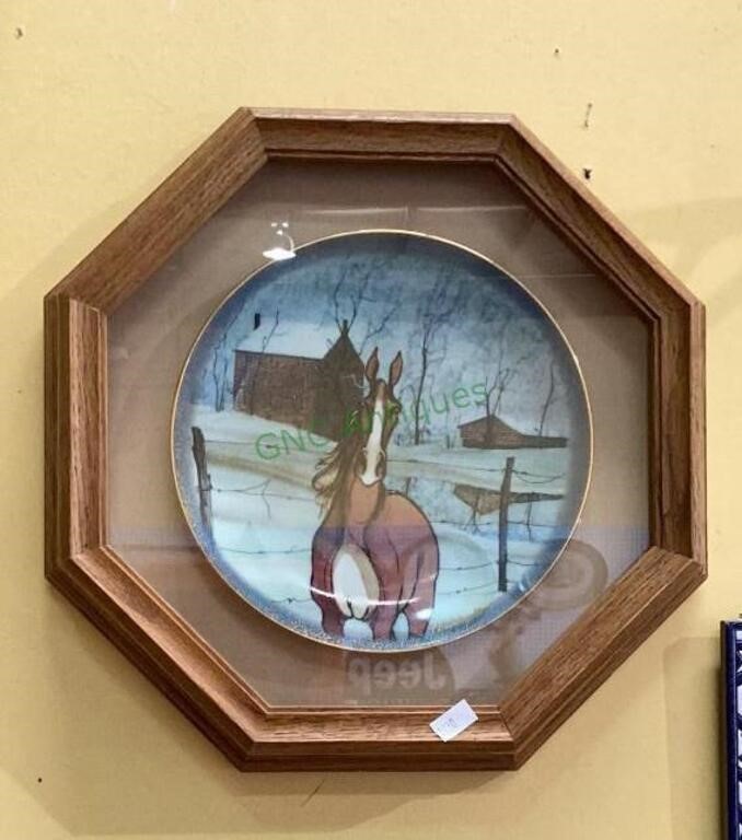 Nicely framed collectors plate by P Buckley Moss
