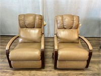 Pair La-Z-Boy Leather Reclina-Rocker Chairs