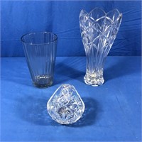 4 LEADED CRYSTAL GLASS VASES