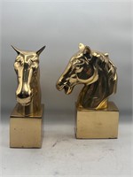 Vintage brass horse bookends