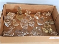 CLEAR GLASS EGG AND ANIMAL FIGURINES