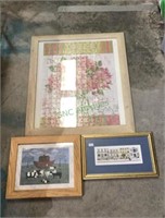Three framed pieces - the largest is a puzzle,