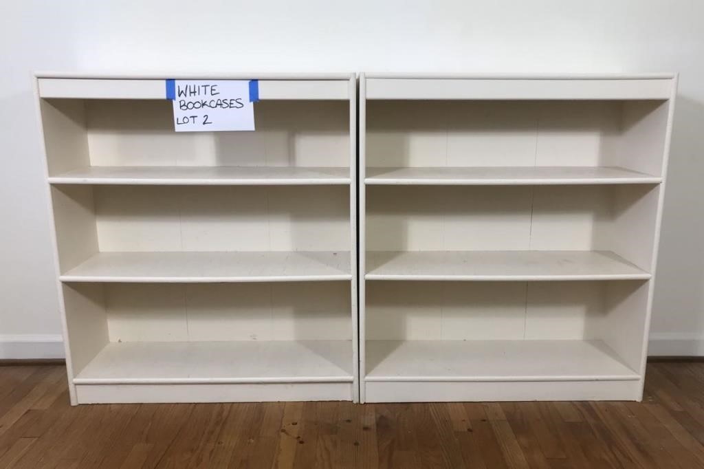 2 PAINTED WHITE WOOD BOOKCASES