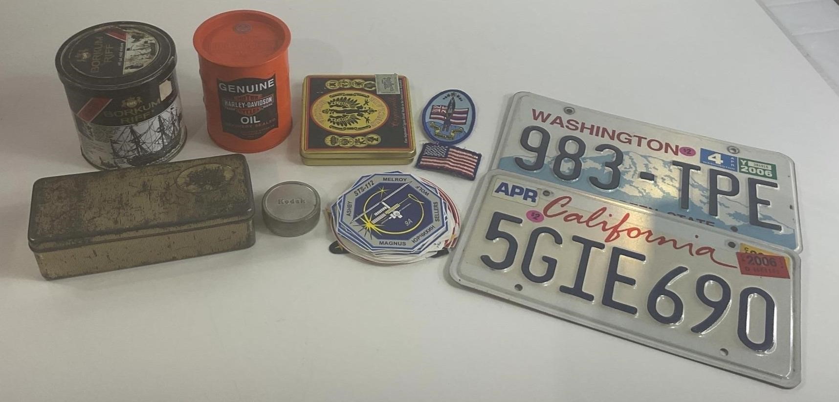 Mixed Lot With Tins & License Plates & More