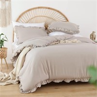 JANZAA King Size Ruffled Comforter Set Soft...