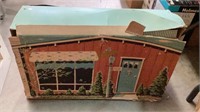 Vintage cardboard dollhouse with multiple pieces