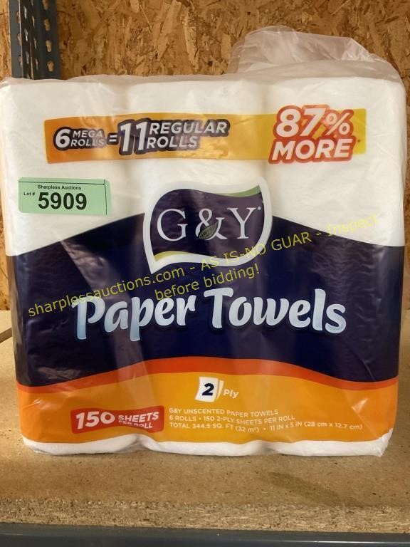 6 roll, 2 ply G&Y papertowels