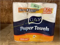 6 mega rolls, G&Y 2 ply paper towels