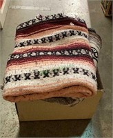 Box of four blankets - two are floral pattern and