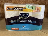 12 mega rolls, G&Y 2 ply bathroom tissue