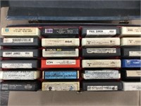 Lot of 24 Vintage 8 Track Cassettes w/Case