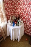 Figurines, Glass Bottles, End Table