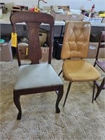 Oak chair and vinyl chair