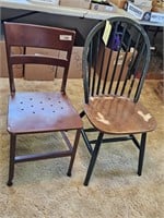 Metal chair and wood chair