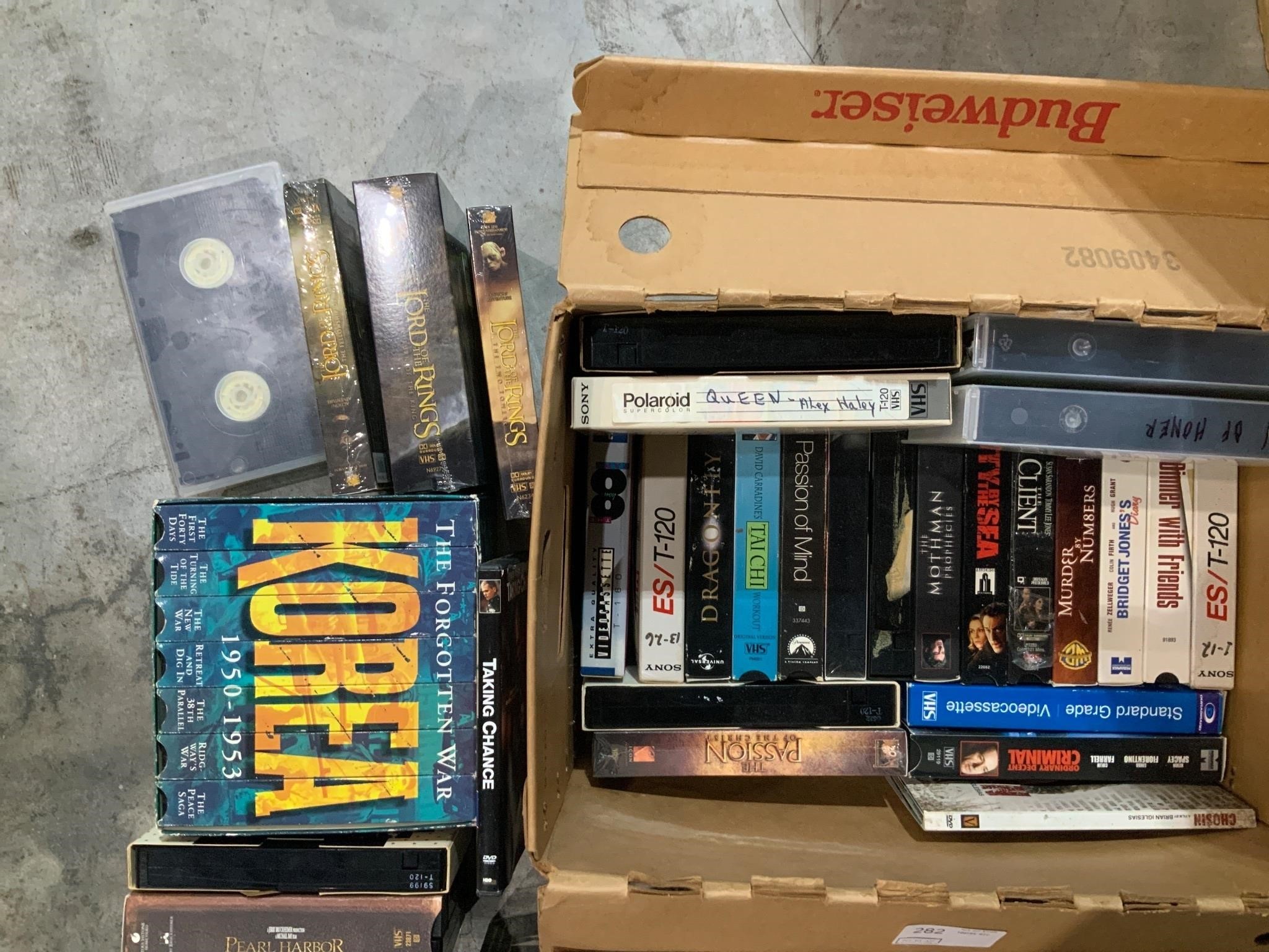 box lot of VHS tapes