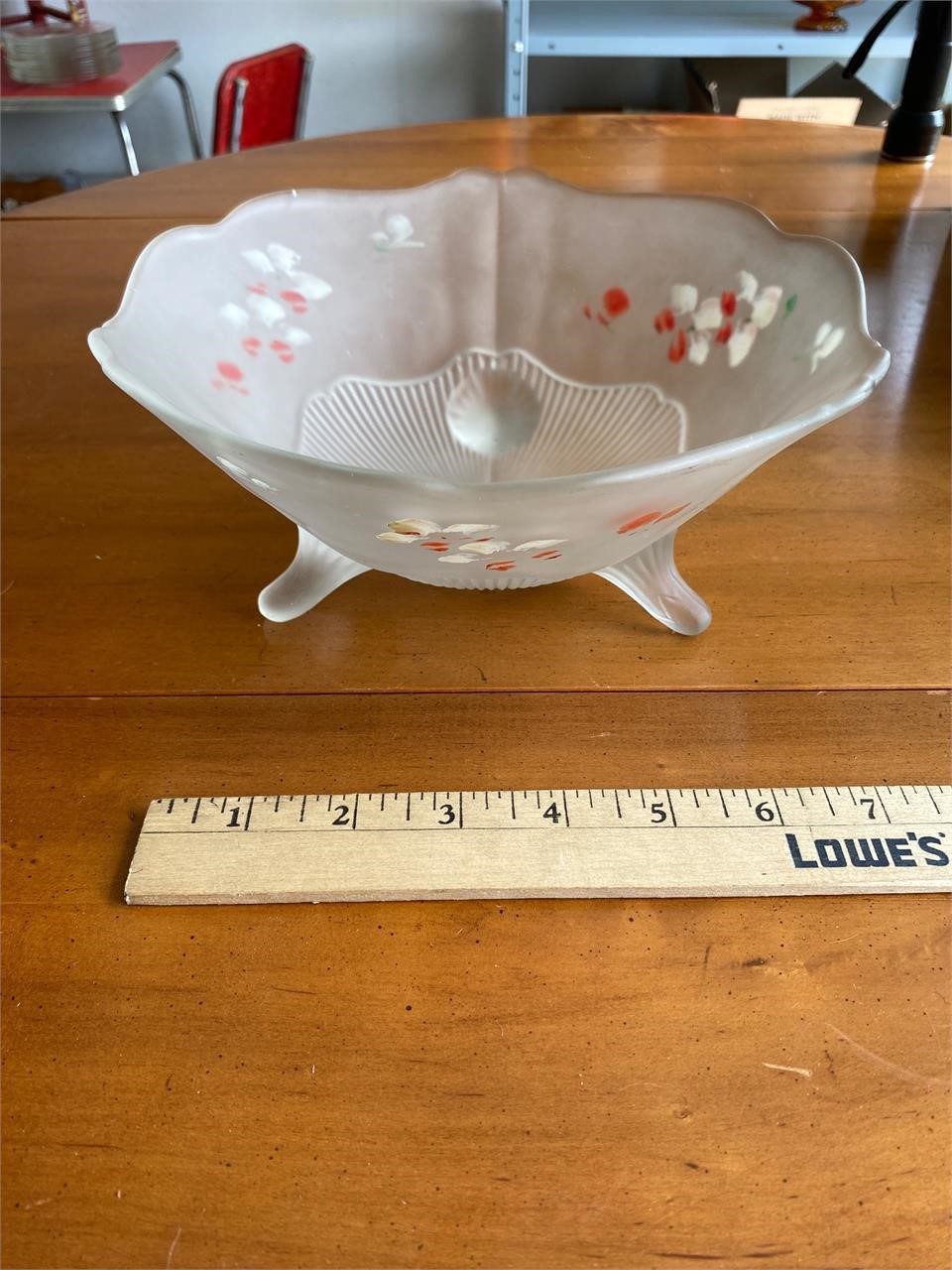 Frosted Handpainted Three Foot Bowl