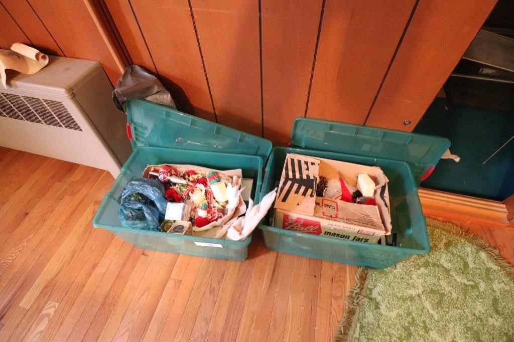 Two Totes of Vintage Christmas Items