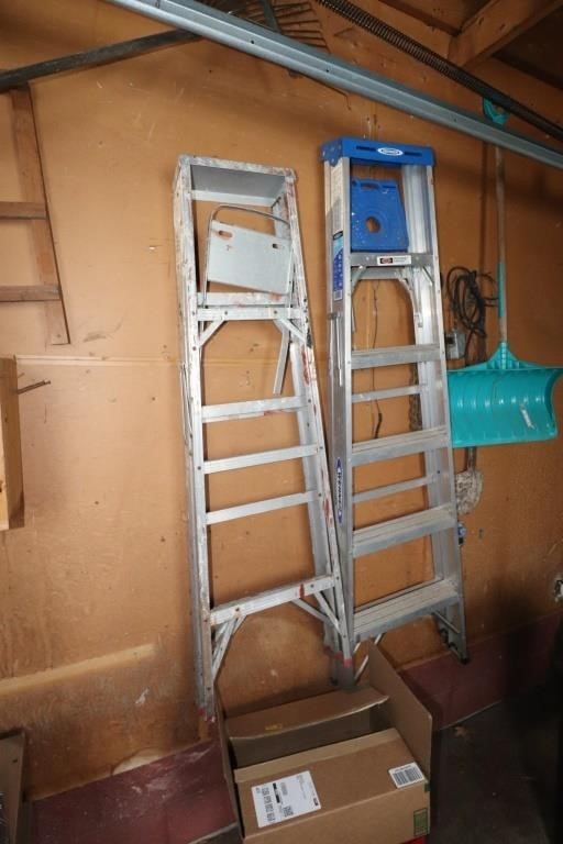 Two Aluminum Ladders & Shovel