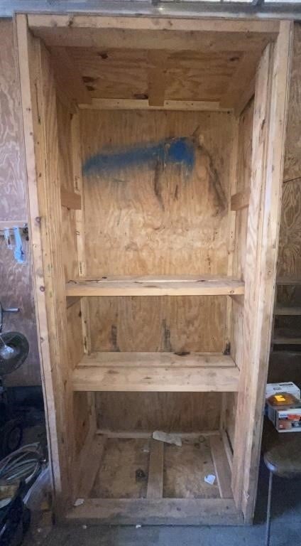 Large wooden shop cabinet. No doors. Approx. 41”