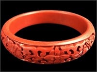 Carved Red Cinnabar Bracelet 3" diameter