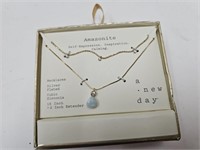 Amazonite Silver Plated CZ Necklace 16" - 18"