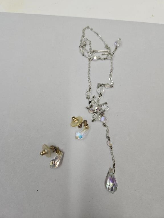 Clear Crystal 16" Necklace & Earrings