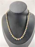Multi-color Floral Choker Necklace 15"