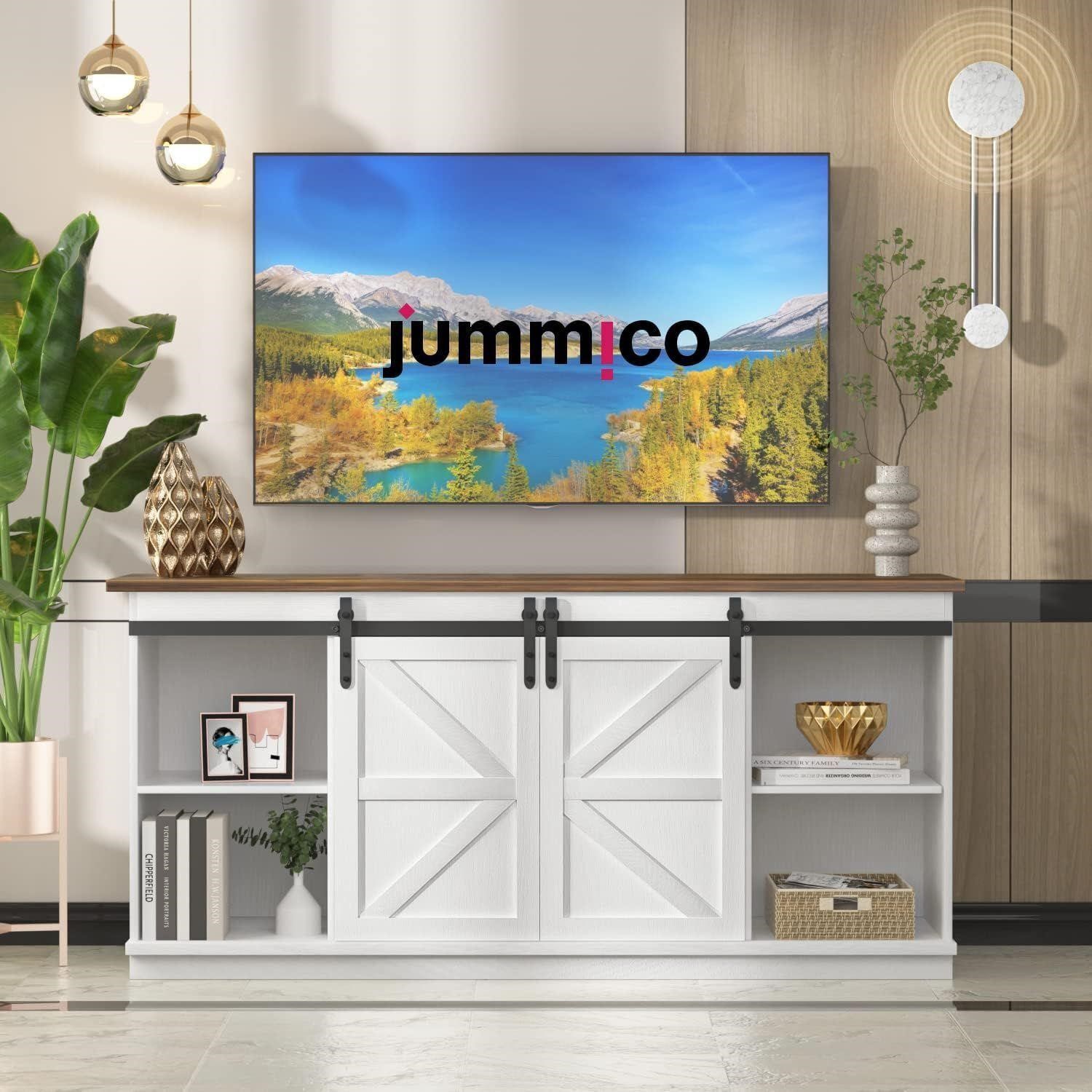 (READ)JUMMICO Farmhouse Style TV Stand for 65in TV