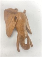 Hand Carved Elephant Mask Wall Hanging