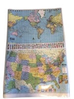 Laminated US & World Maps 50 x 38"