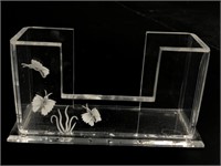 Acrylic Business Card Holder w Butterfly Etchings