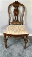 Antique Wooden Chair W/ Upholstered Seat