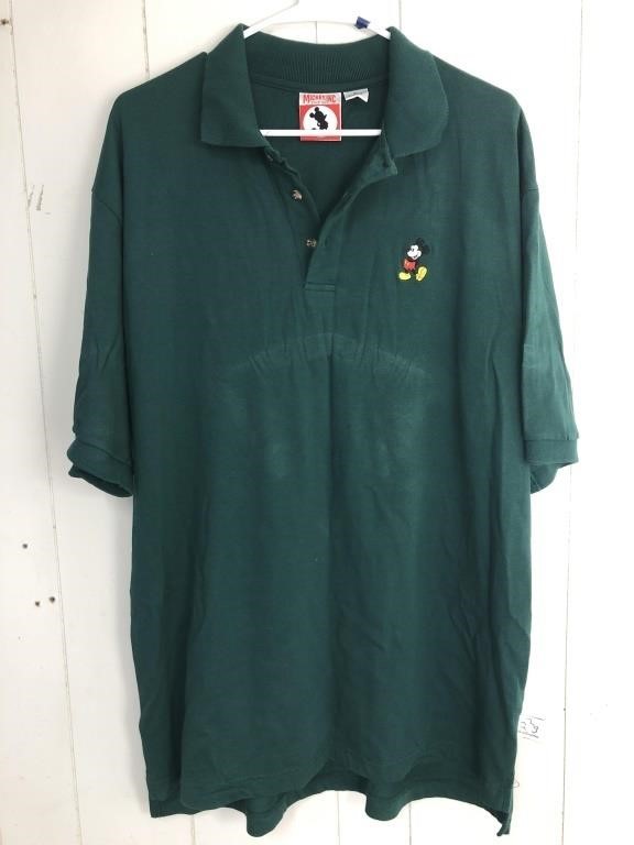 Vintage Green Mickey Mouse XL Polo T-Shirt
