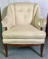 Vintage Wing Back Arm Chair Cream Upholstery