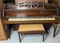 VTG Baldwin Acrosonic Piano On Rollers W/ Bench