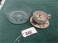 Glass Bowl - France, Cup and Underplate - Italy
