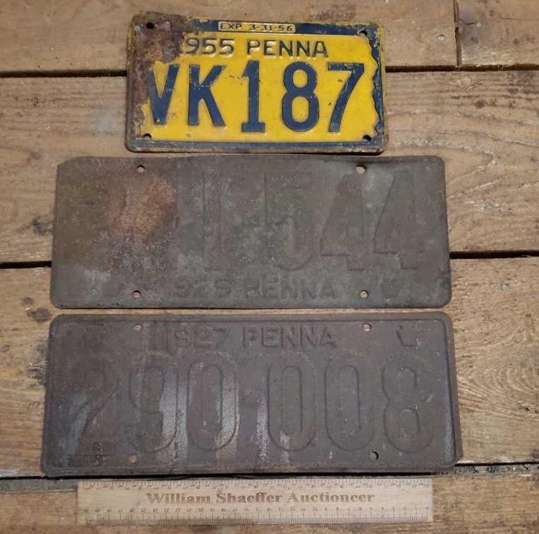 3ct Vintage PA License Plates