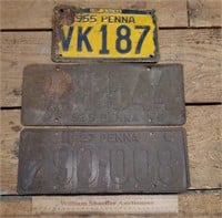 3ct Vintage PA License Plates