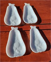 4 Vintage 50s 60s Milk Glass Pear Shaped dish