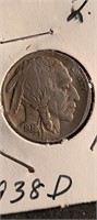 1938 D Buffalo Nickel--d Over S