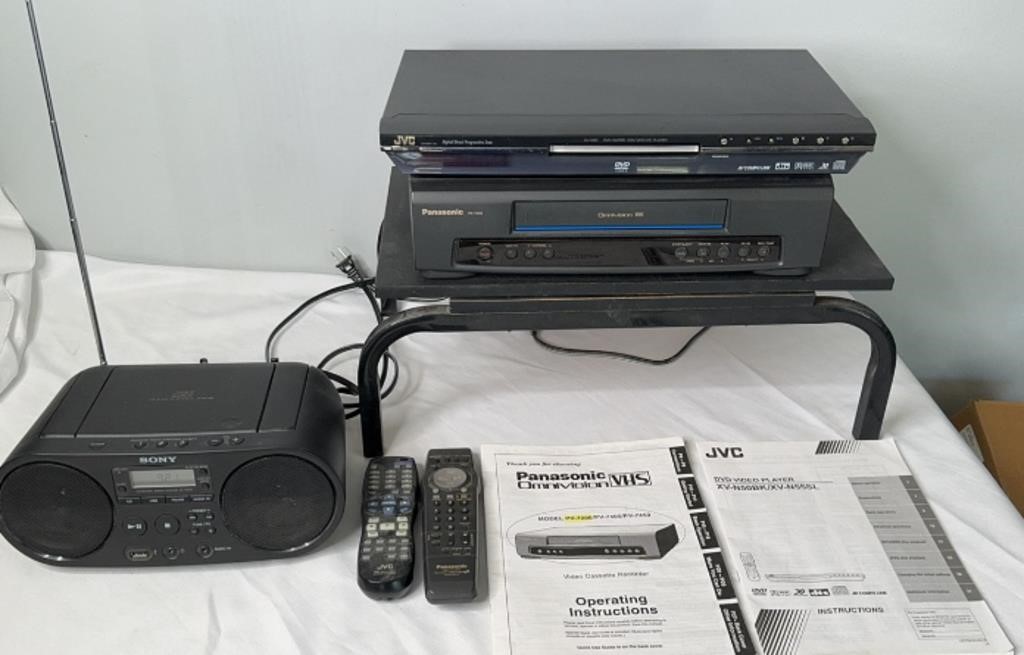 Radio, VHS Player, DVD Player, & Turn Top Stand
